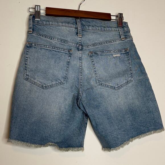 J. Crew Women’s Long Denim Shorts Raw Hem Mid Rise Blue 5 Pocket NWT Size 25 - Picture 5 of 8